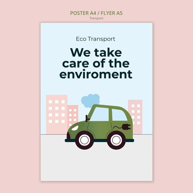Modelo de cartaz vertical de transporte verde e ecológico