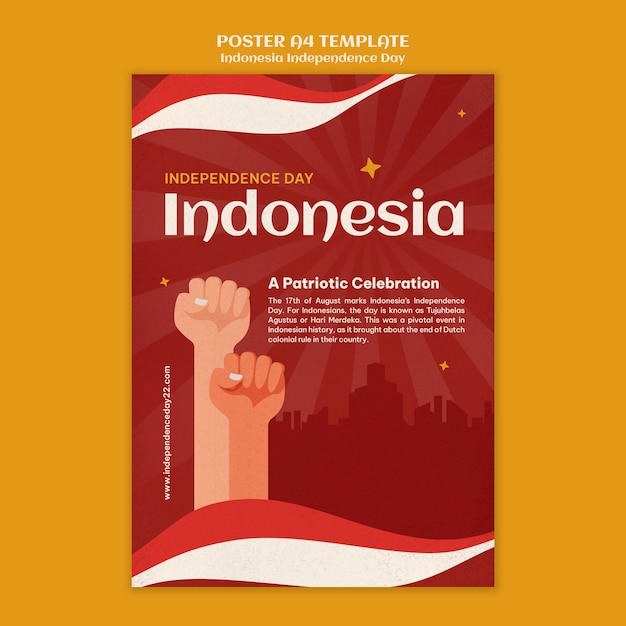 PSD grátis modelo de cartaz vertical do dia da independência da indonésia
