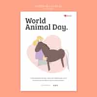 PSD grátis modelo de cartaz vertical do dia mundial dos animais