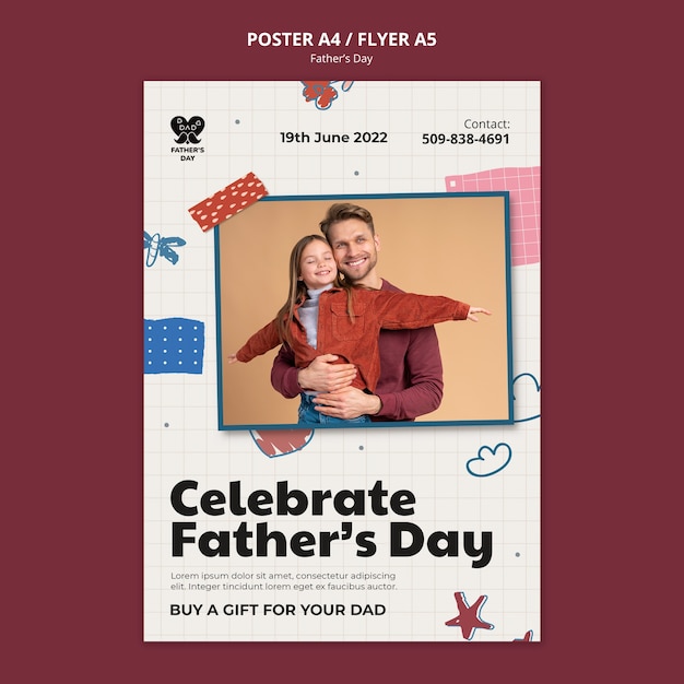 Modelo de cartaz vertical para celebração do dia dos pais