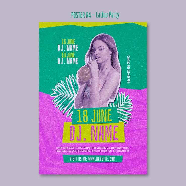 PSD grátis modelo de cartaz vertical para festa com tema latino tropical