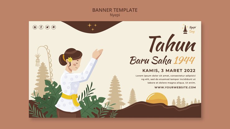 PSD grátis modelo de celebração nyepi de design plano
