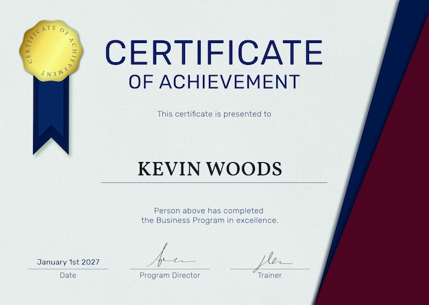 Modelo de certificado de prêmio profissional psd em design abstrato vermelho