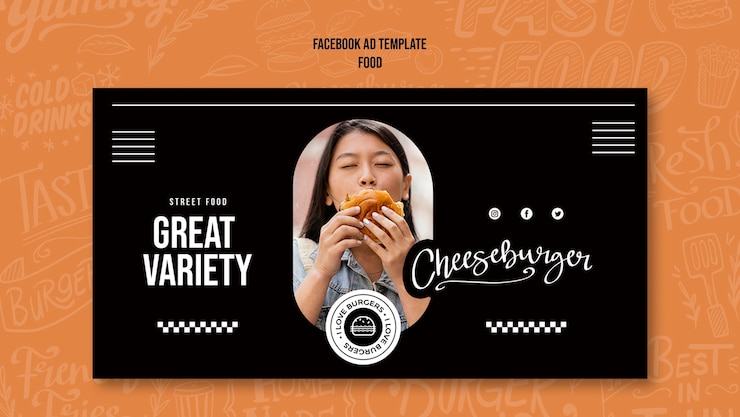 PSD grátis modelo de comida de rua de design plano