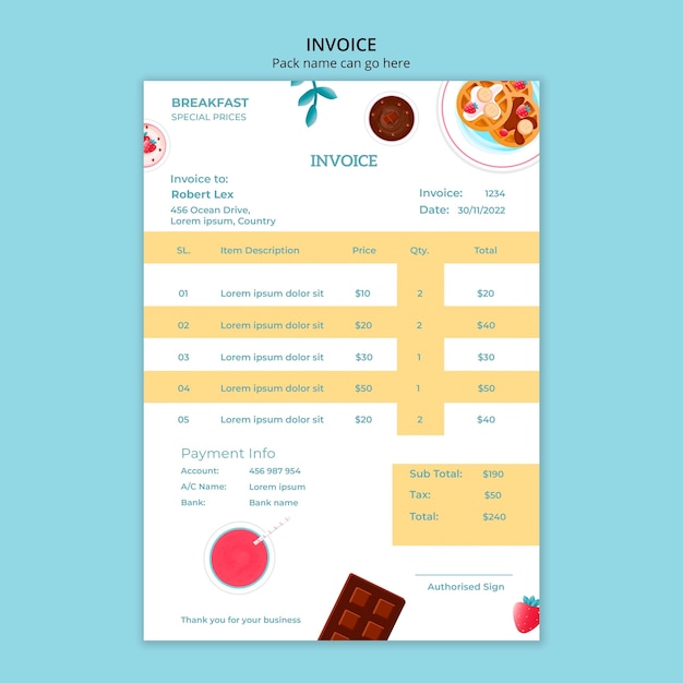 Modelo de comida doce de design plano