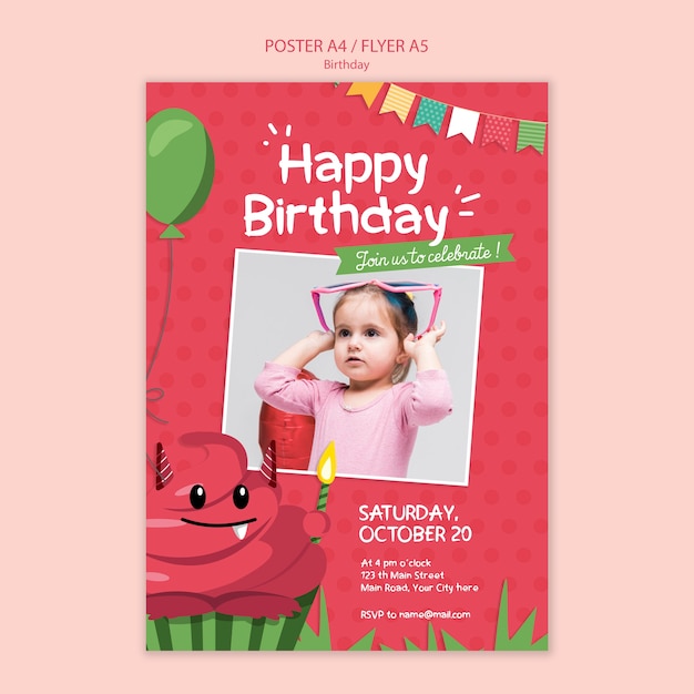 Modelo de conceito de cartaz de aniversário