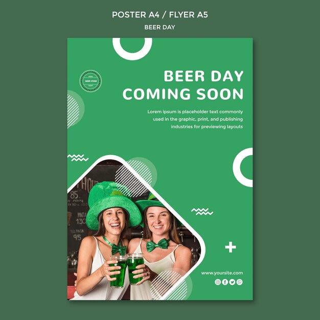 PSD grátis modelo de conceito de panfleto de dia de cerveja