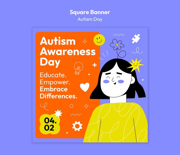 Modelo de conscientização sobre o dia do autismo