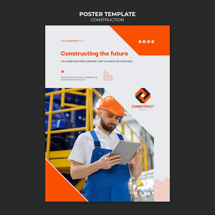 PSD grátis modelo de construção de design plano