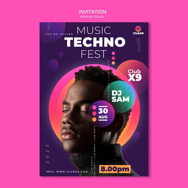 Modelo de convite abstrato para evento de música