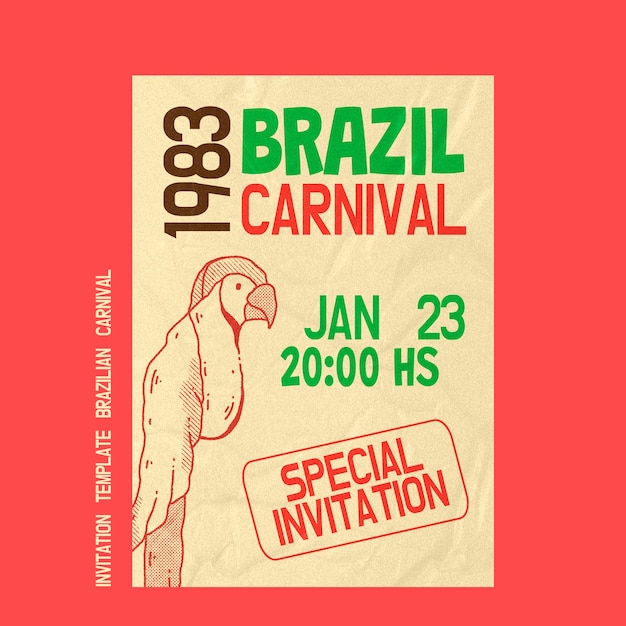 PSD grátis modelo de convite carnaval brasileiro