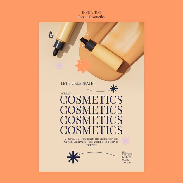 Modelo de convite coreano de beleza e cosméticos para a pele