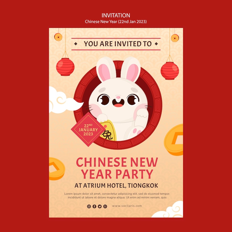 PSD grátis modelo de convite de ano novo chinês