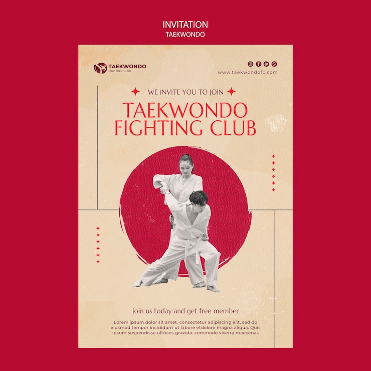 PSD grátis modelo de convite de artes marciais tawkwondo tradicional
