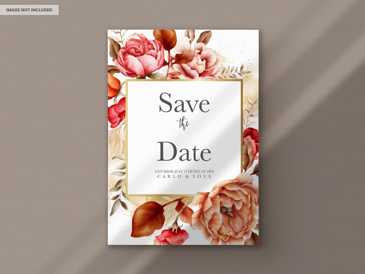 PSD grátis modelo de convite de casamento com elegantes aquarelas marrons rosas