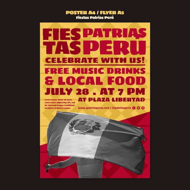 PSD grátis modelo de convite de celebração de festas patrias peru