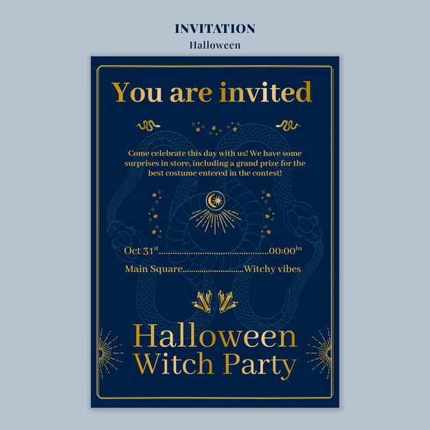 modelo de convite de celebração de halloween de design plano