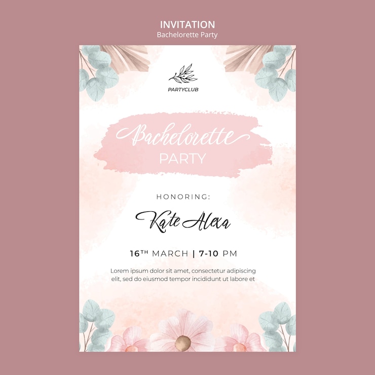 PSD grátis modelo de convite de despedida de solteira com design floral em aquarela