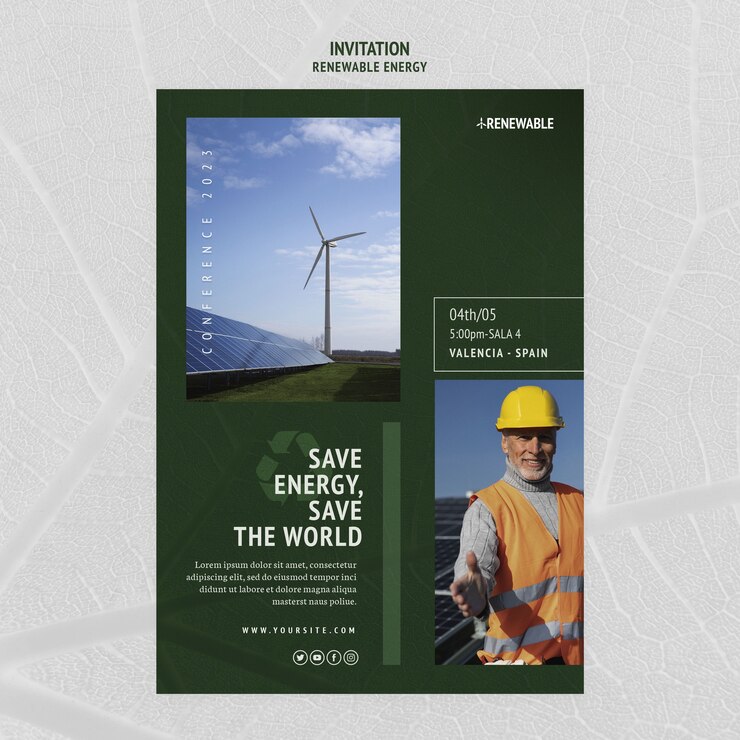 PSD grátis modelo de convite de energia renovável e sustentável