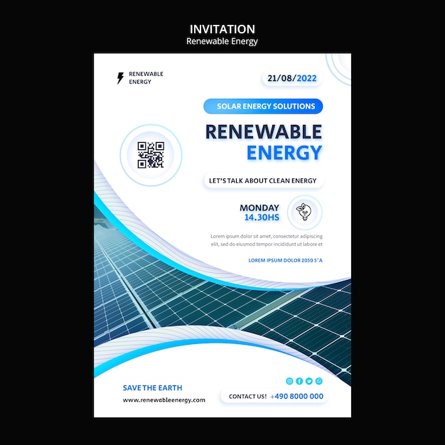 PSD grátis modelo de convite de energia renovável