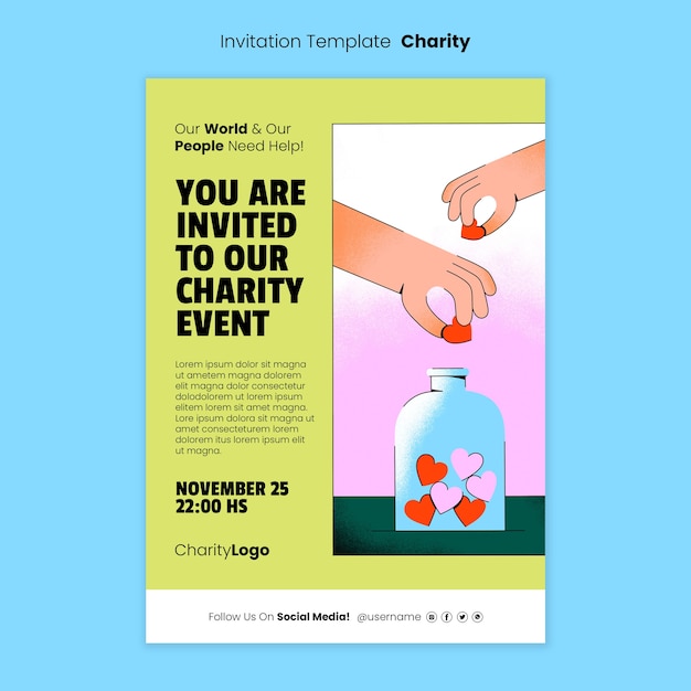 Modelo de convite de fundação de caridade