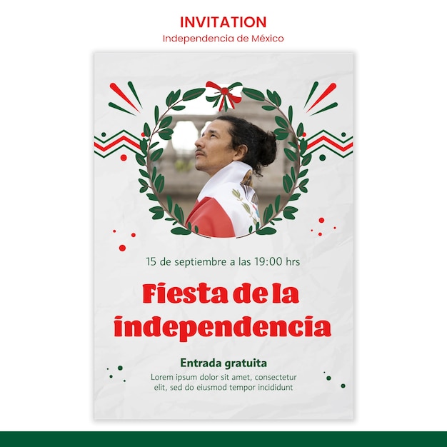 PSD grátis modelo de convite de independência mexicana