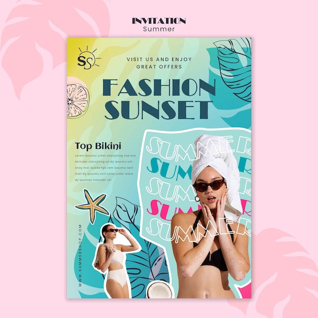 Modelo de convite de moda de verão
