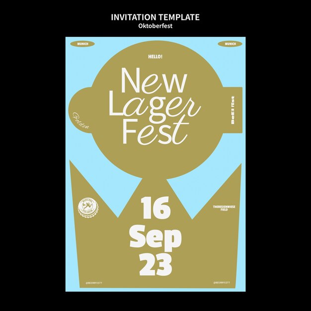 Modelo de convite de oktoberfest de design plano
