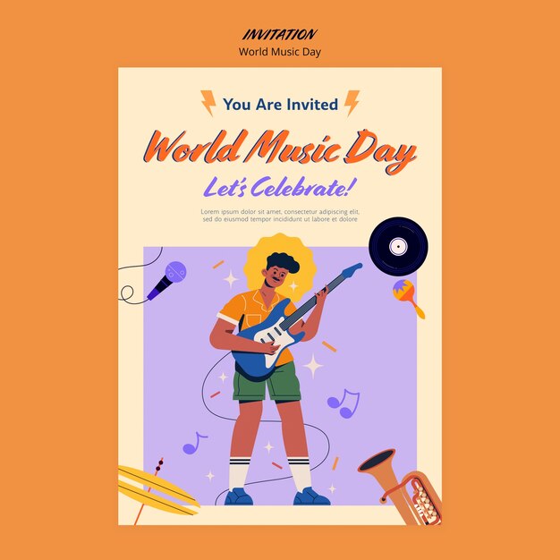 Modelo de convite do dia mundial da música