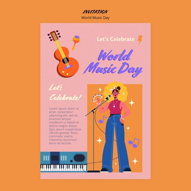 Modelo de convite do dia mundial da música