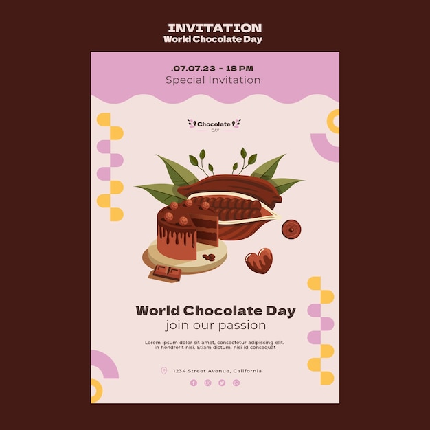 PSD grátis modelo de convite do dia mundial do chocolate