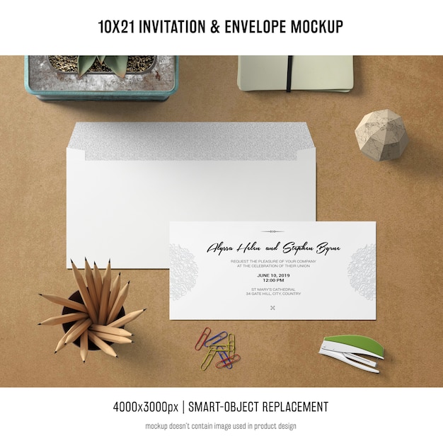 Modelo de convite e envelope