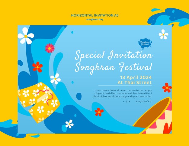 Modelo de convite para a celebração de Songkran