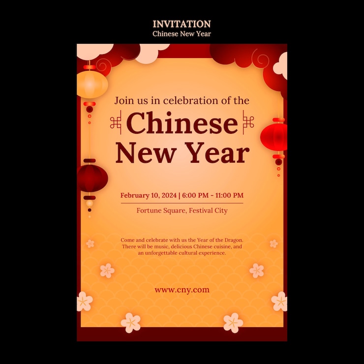 PSD grátis modelo de convite para a celebração do ano novo chinês