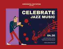 PSD grátis modelo de convite para a celebração do dia do jazz