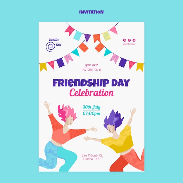 Modelo de convite para celebração do dia da amizade