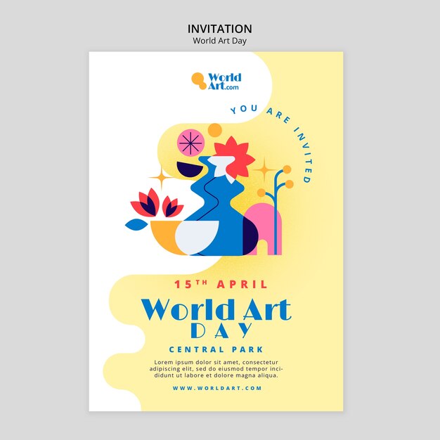 Modelo de convite para celebração do dia mundial da arte