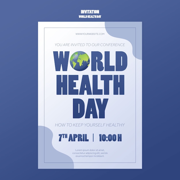 PSD grátis modelo de convite para celebração do dia mundial da saúde