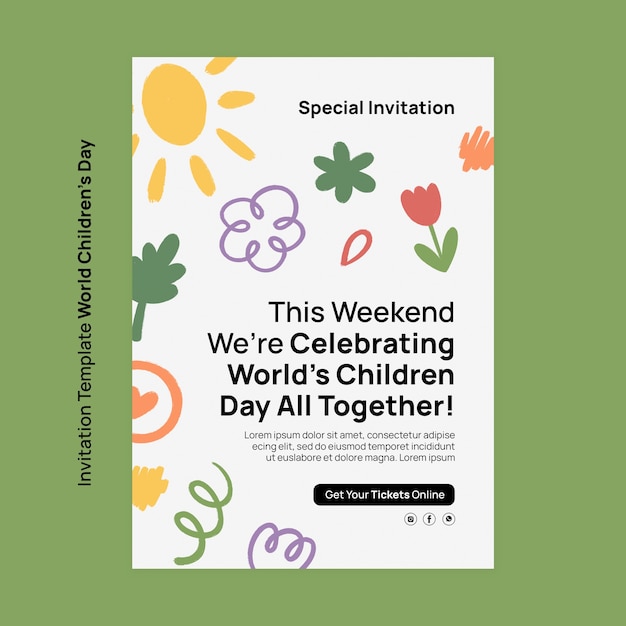 PSD grátis modelo de convite para o dia mundial da criança