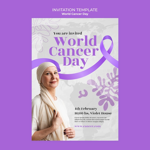 Modelo de convite para o dia mundial do câncer