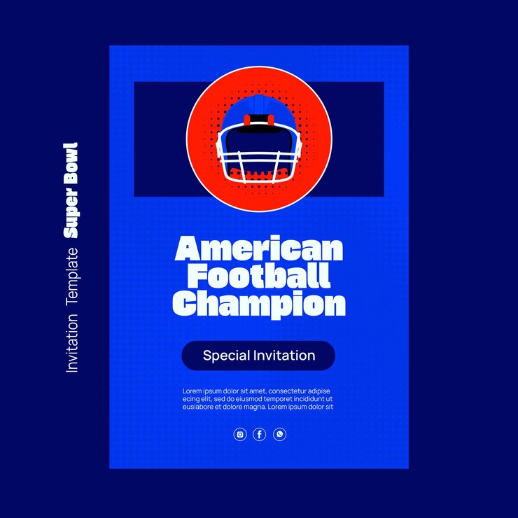 PSD grátis modelo de convite para o super bowl de design plano