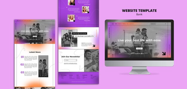 Modelo de design bancário da web