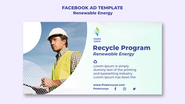 Modelo de design de anúncio do facebook de energia renovável
