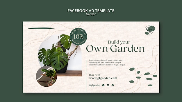 Modelo de design de anúncio do facebook de jardinagem