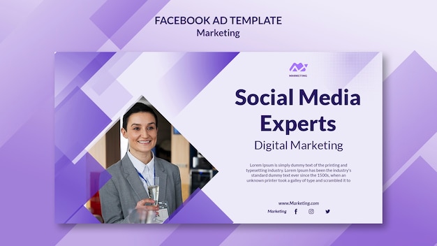 Modelo de design de anúncio do facebook de marketing gradiente