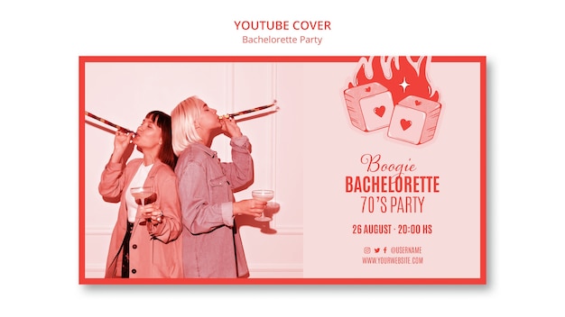 Modelo de design de arte de canal do youtube de despedida de solteira vermelha