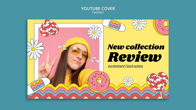 Modelo de design de arte de canal do youtube de moda design plano