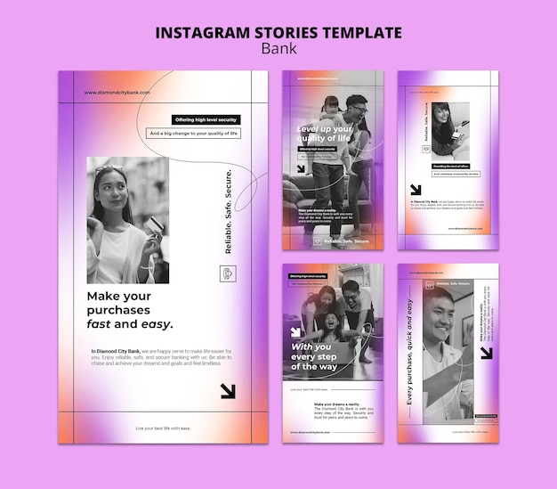 PSD grátis modelo de design de banco de histórias do instagram