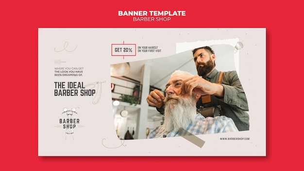 Modelo de design de banner de barbearia