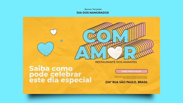 PSD grátis modelo de design de banner de dia dos namorados